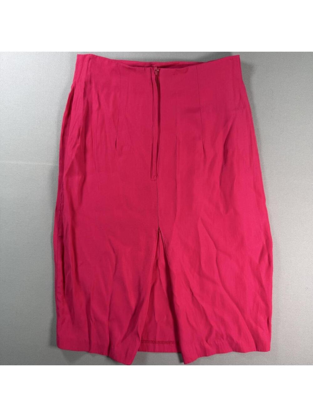 VTG 80s Rumours Wrap Midi Skirt Hot Pink Central Slit USA Womens